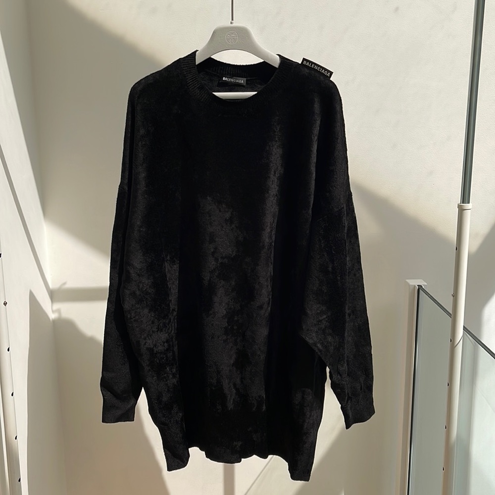 Authentic BALENCIAGA black stretch velvet sweater Men’s size XS NEW